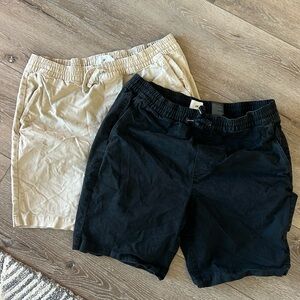 TWO PAIRS of H&M Men’s Pull On Shorts - Black and Khaki - Size LARGE